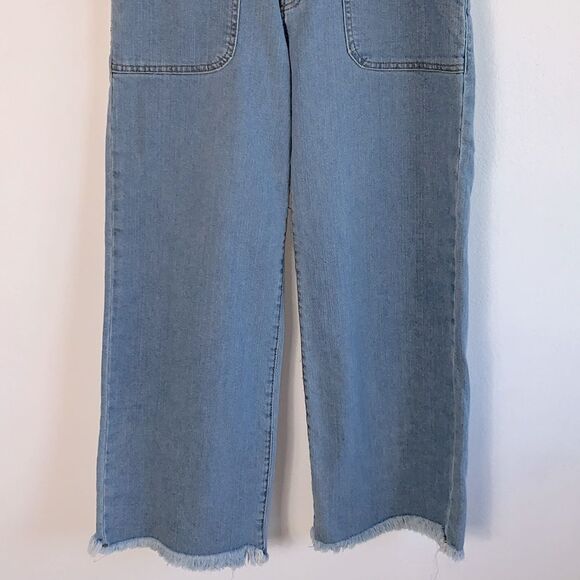 Lola Jeans Reese High Rise Belted Paper Bag Cropped Wide Leg Raw Hem Jeans Sz 27 - Picture 3 of 12